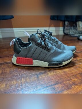 adidas Gray Knit NMD with Bright Orange Midsole Accent